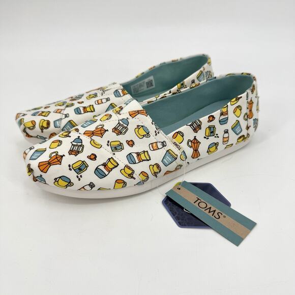 Toms Alpargata “I Like You A Latte” Women’s 8 Size Ortholite Shoes Coffee Themed - Picture 1 of 9